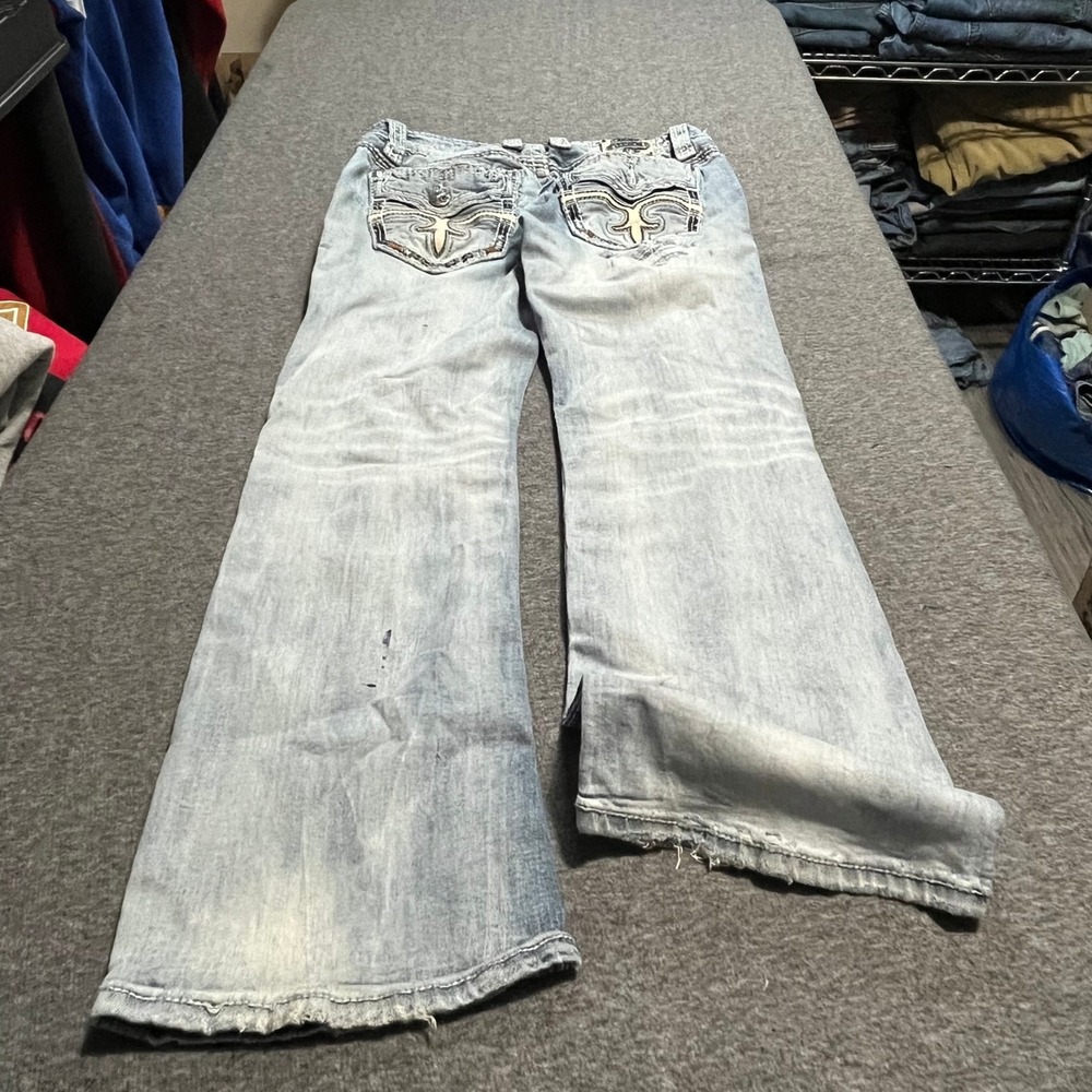 Rock Revival Ecton Slim Boot Distressed Jeans Light Wash Mens 33x31 81